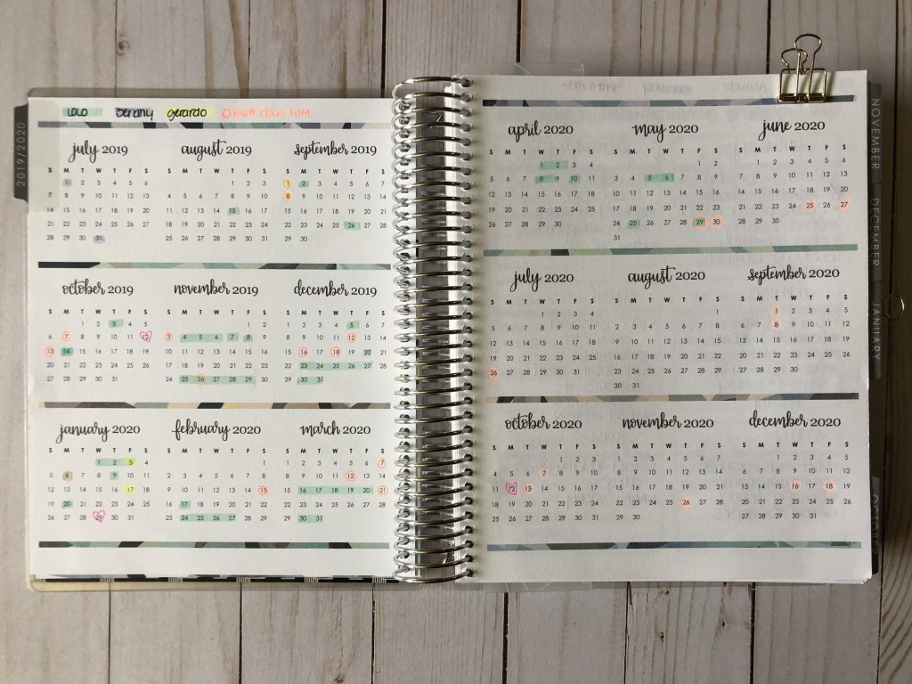 using a yearly calendar to become an organized parent