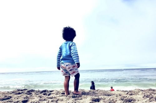 Santa Cruz beach with a toddler