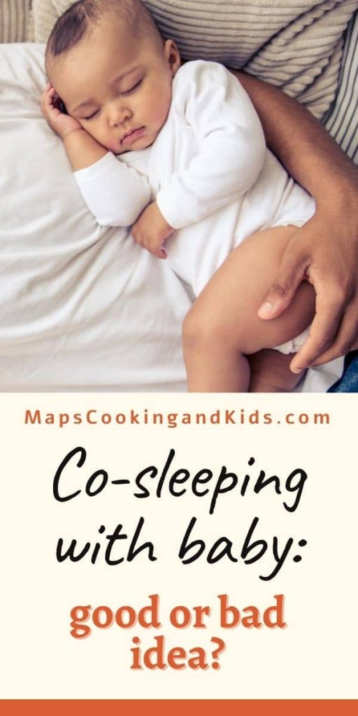 A dad cosleeping with his infant in his arms