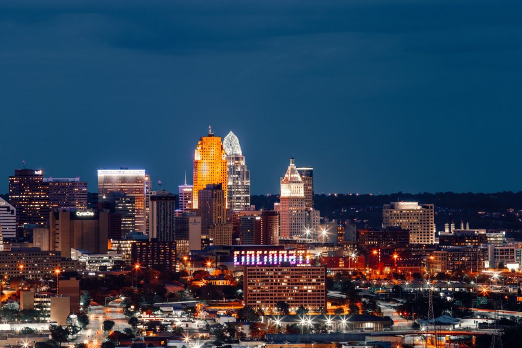 skyline of Cincinnati at night