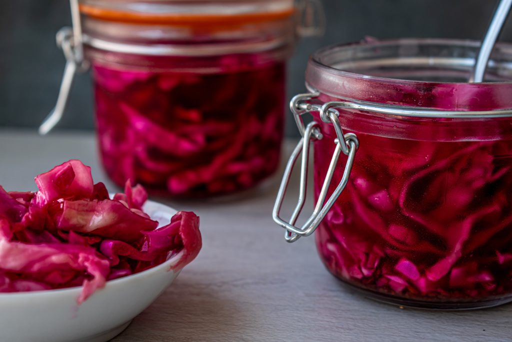 example fermented foods are red cabbage in jars